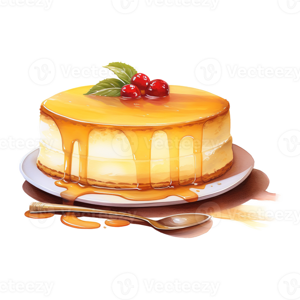 AI generated Eggnog Flan, Foods Illustration. Watercolor Style. AI Generated png
