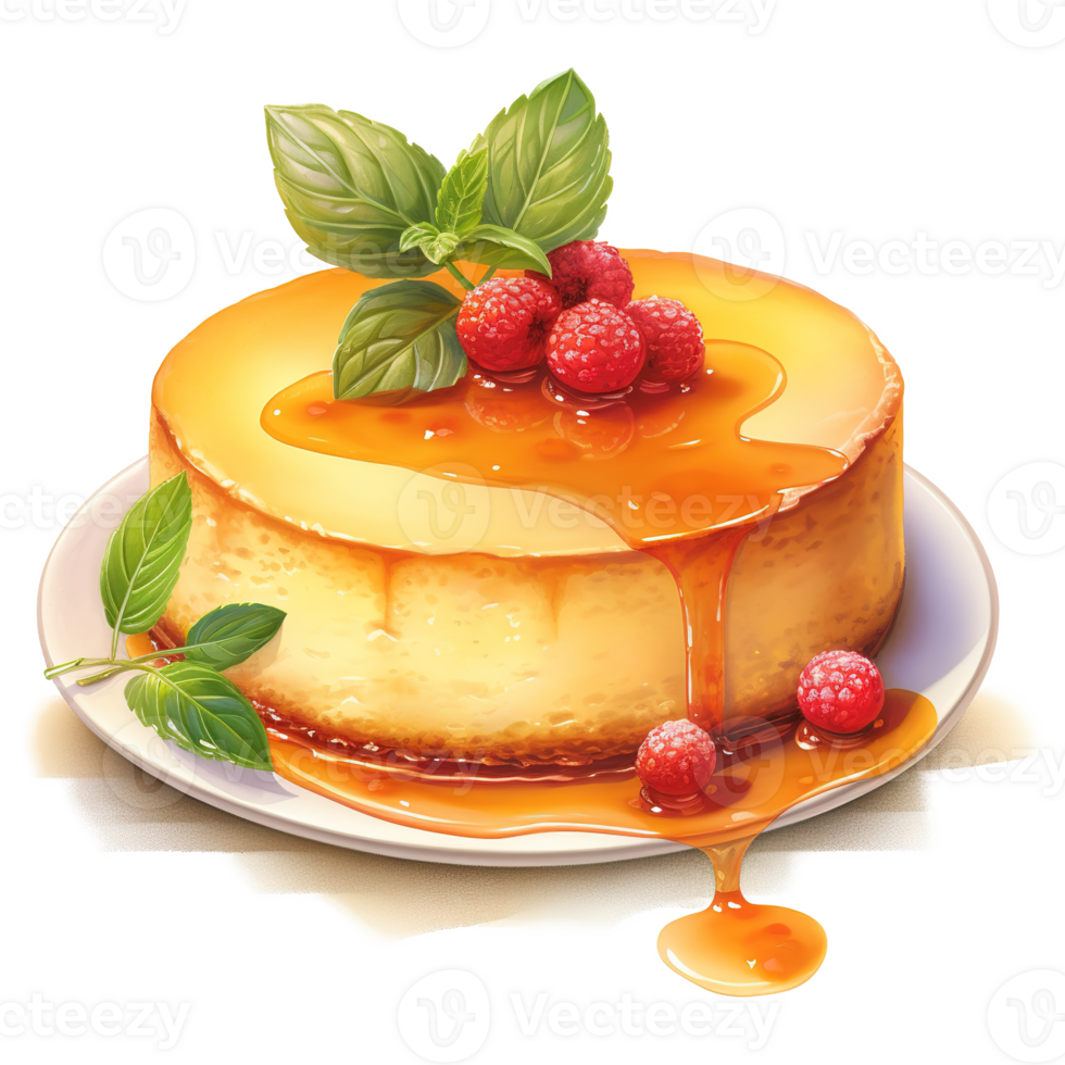 AI generated Eggnog Flan, Foods Illustration. Watercolor Style. AI Generated png