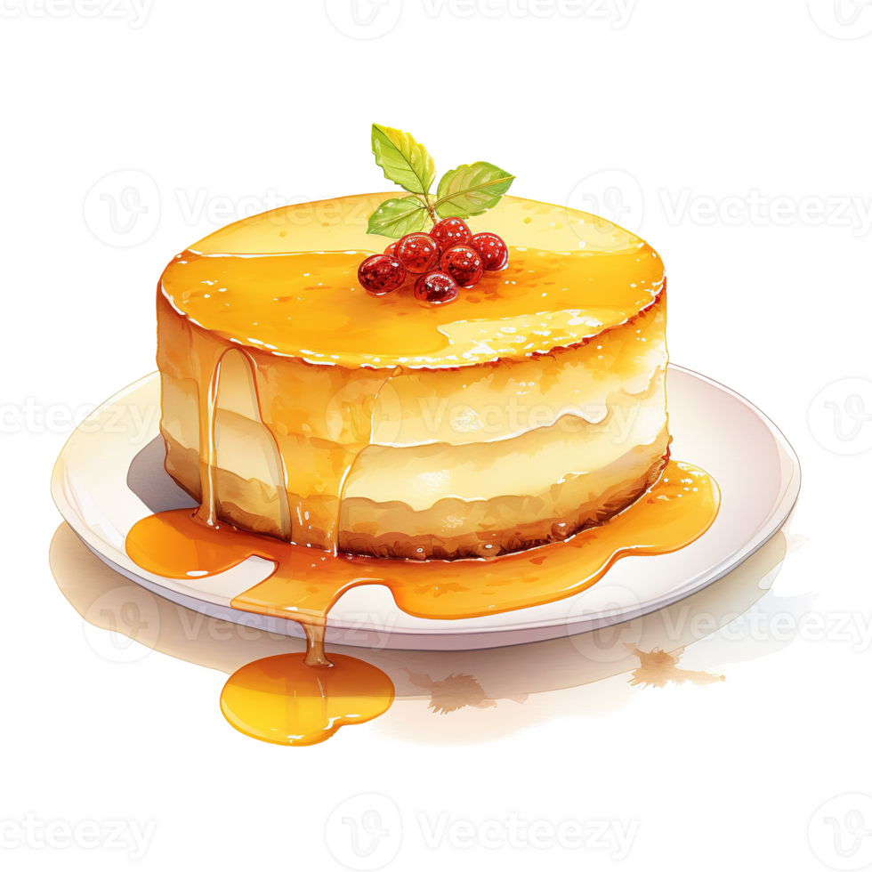 AI generated Eggnog Flan, Foods Illustration. Watercolor Style. AI Generated png