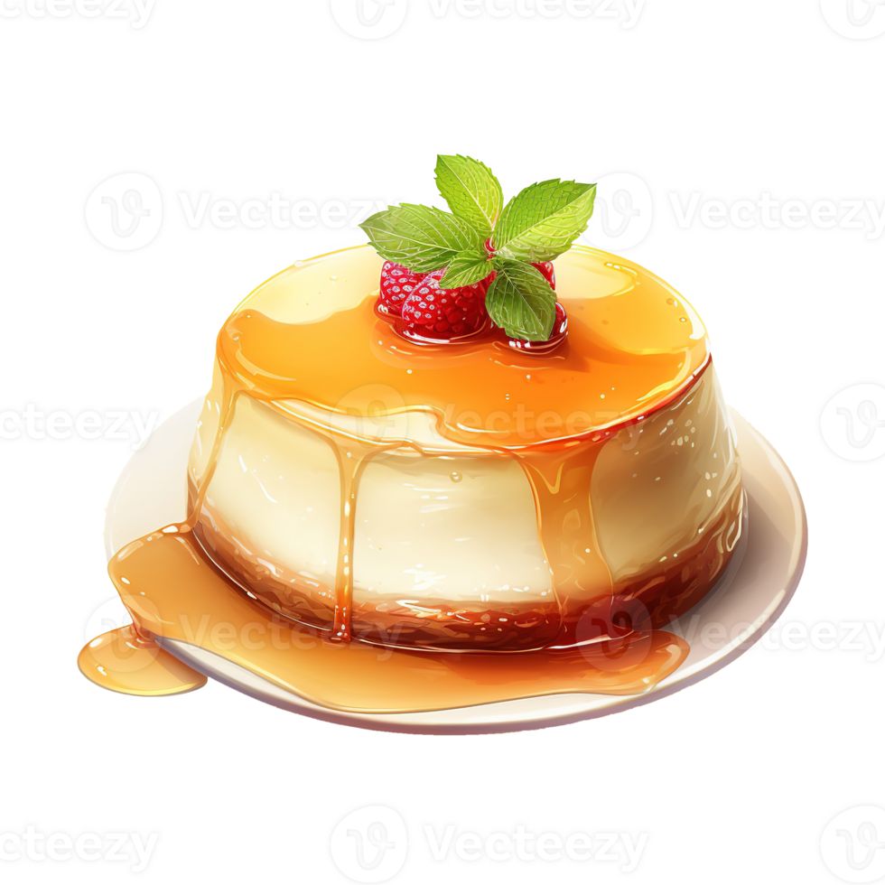 AI generated Eggnog Flan, Foods Illustration. Watercolor Style. AI Generated png