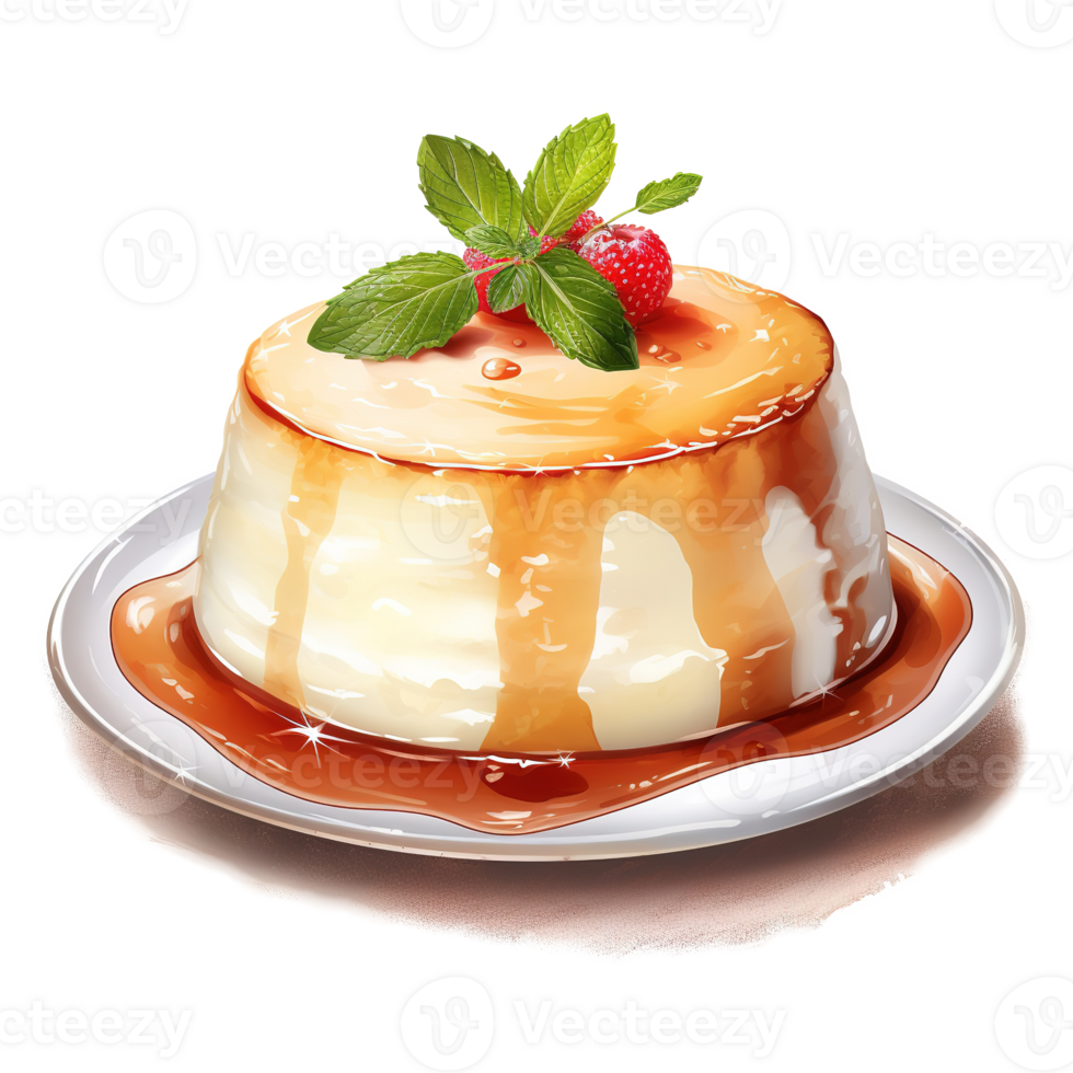 AI generated Eggnog Flan, Foods Illustration. Watercolor Style. AI Generated png