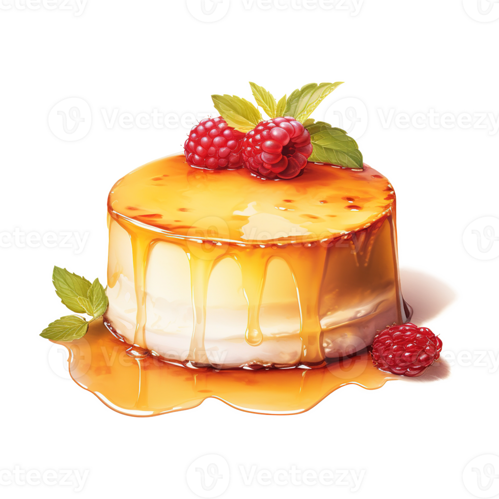 AI generated Eggnog Flan, Foods Illustration. Watercolor Style. AI Generated png
