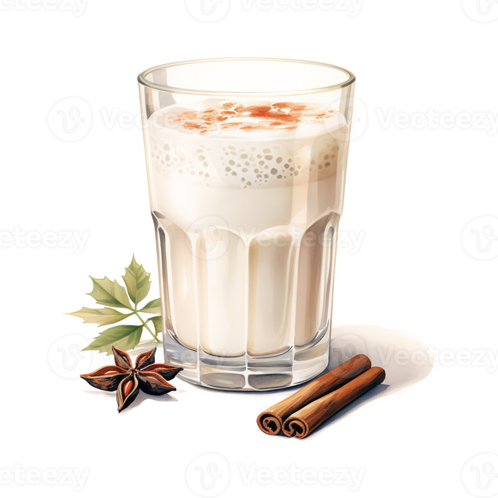 AI generated Eggnog, Beverages Illustration. Watercolor Style. AI Generated png