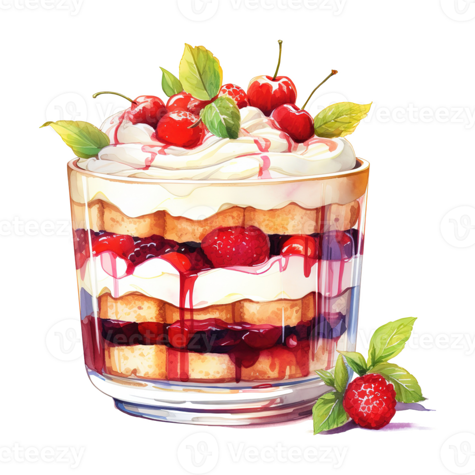 AI generated Christmas Trifle, Foods Illustration. Watercolor Style. AI Generated png