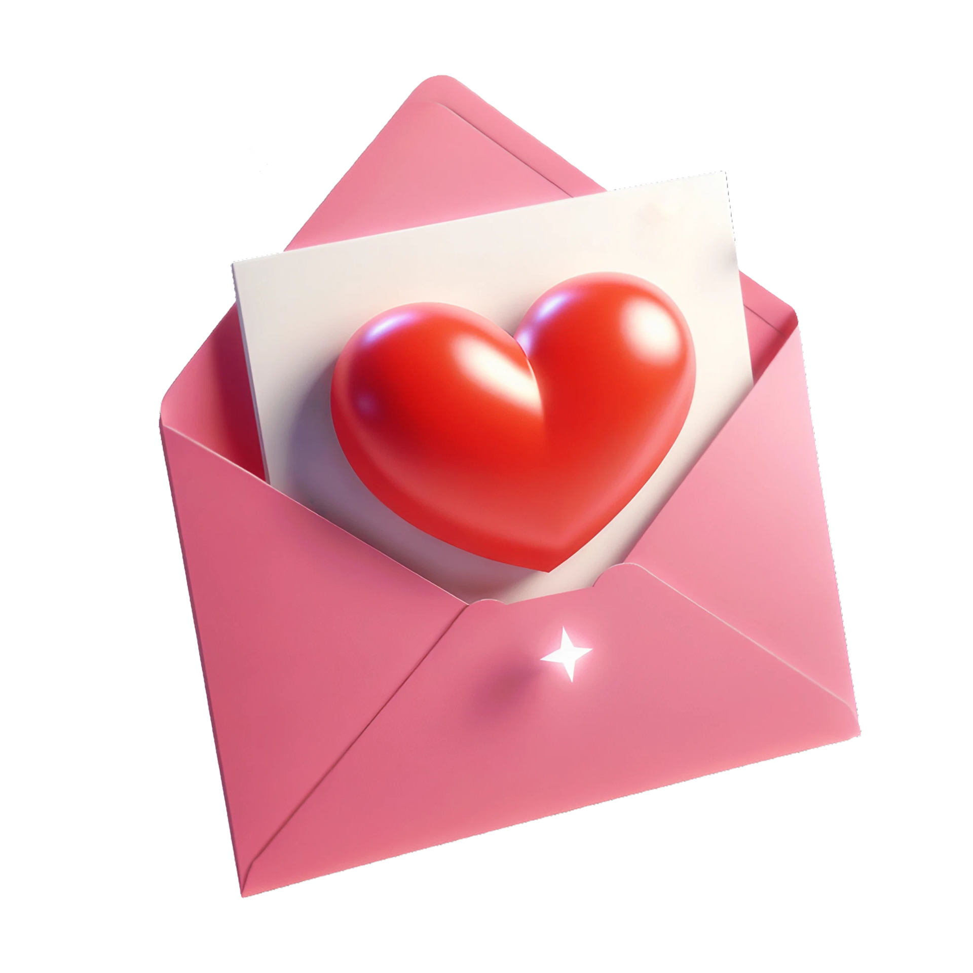 AI generated Open pink envelope revealing white card with big red heart