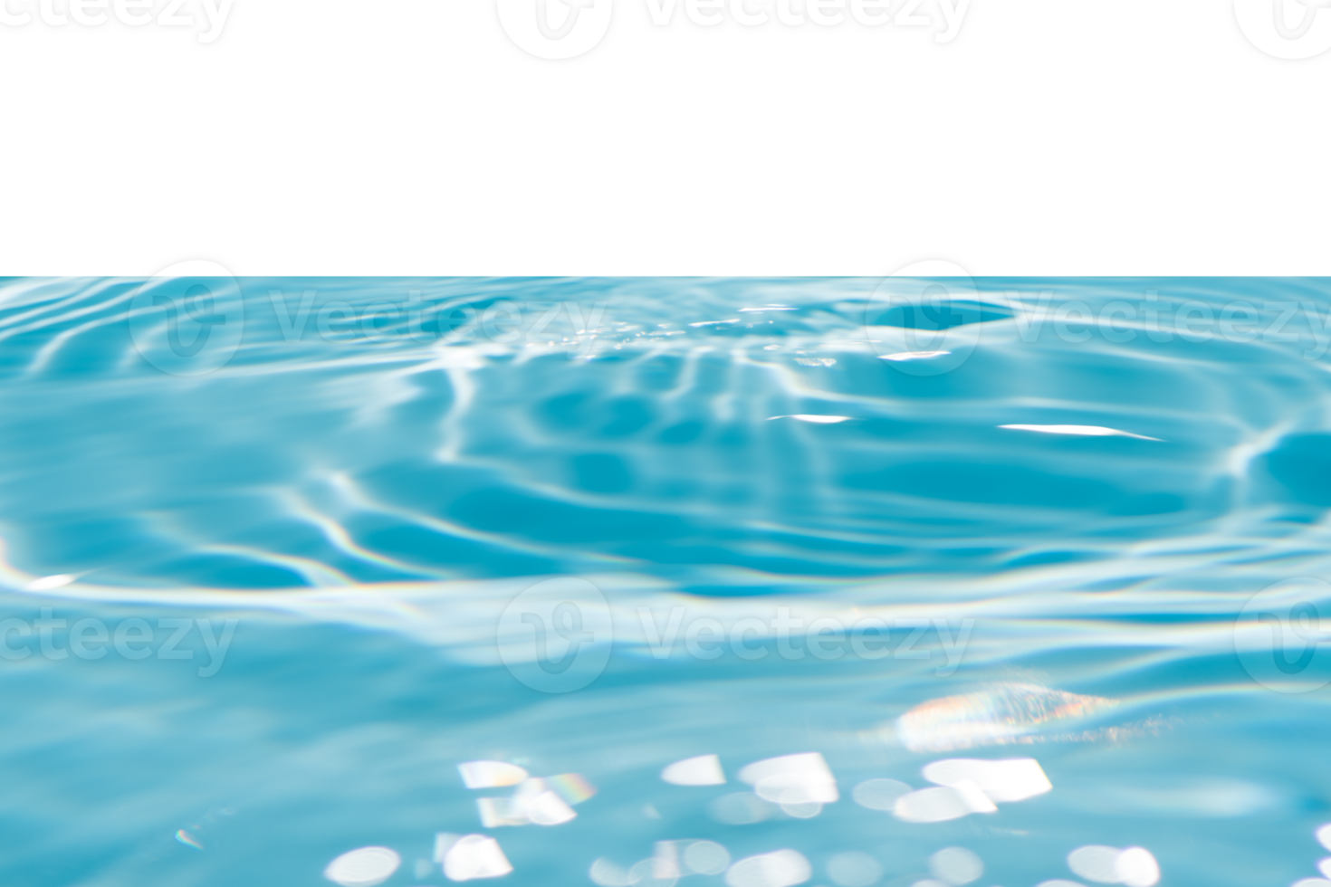 Defocus blurred transparent blue colored clear calm water surface texture with splashes and bubbles. Trendy abstract nature background. Water waves in sunlight with copy space. Blue watercolor shining png