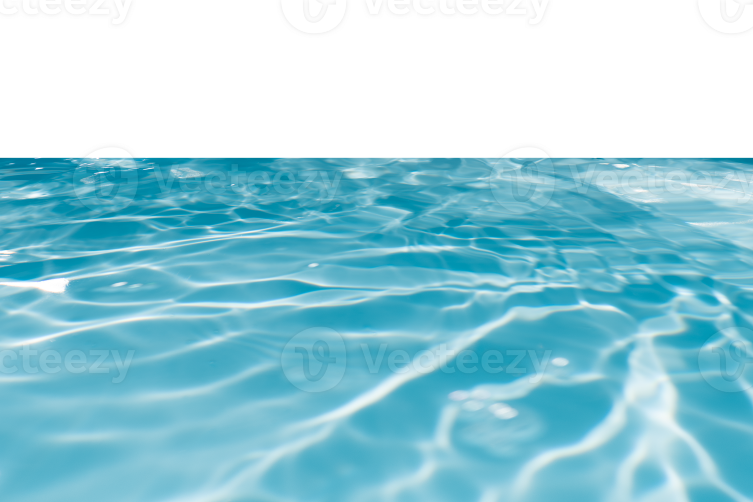 Defocus blurred transparent blue colored clear calm water surface texture with splashes and bubbles. Trendy abstract nature background. Water waves in sunlight with copy space. Blue watercolor shining png