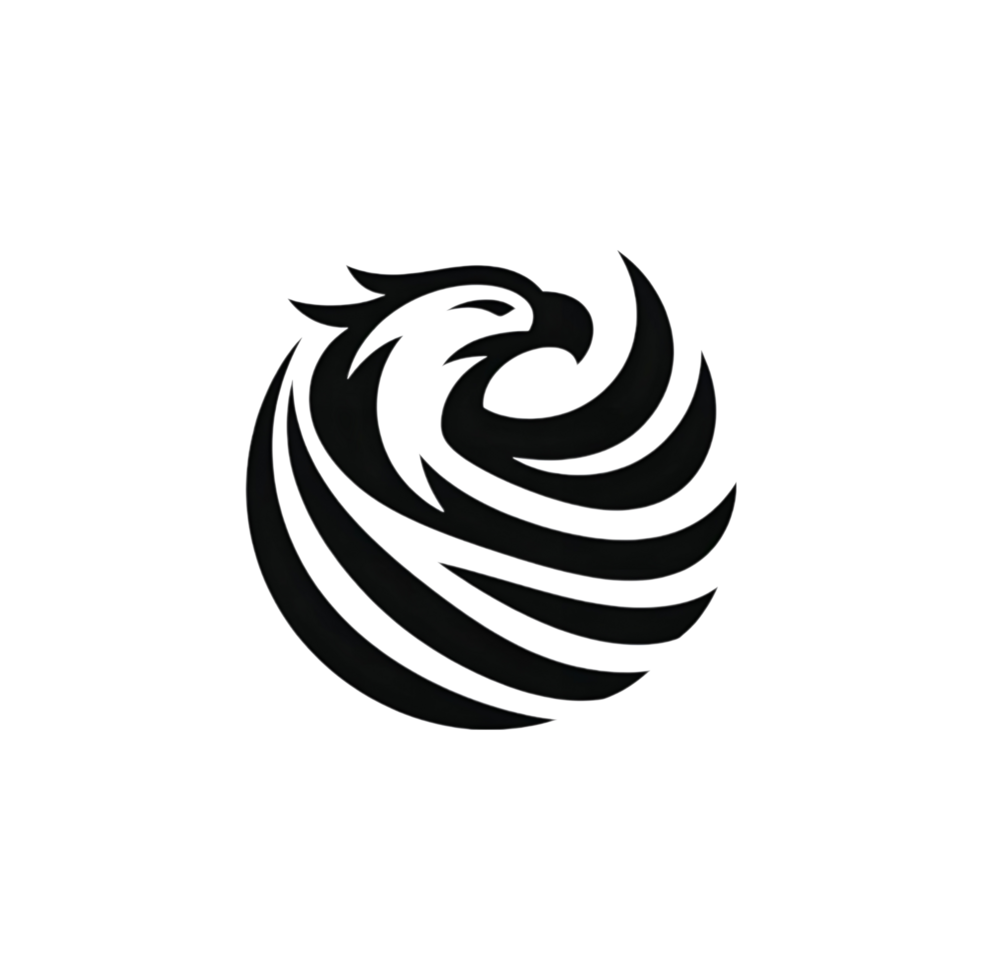 Simple design of eagle logo design in black style on transparant background png