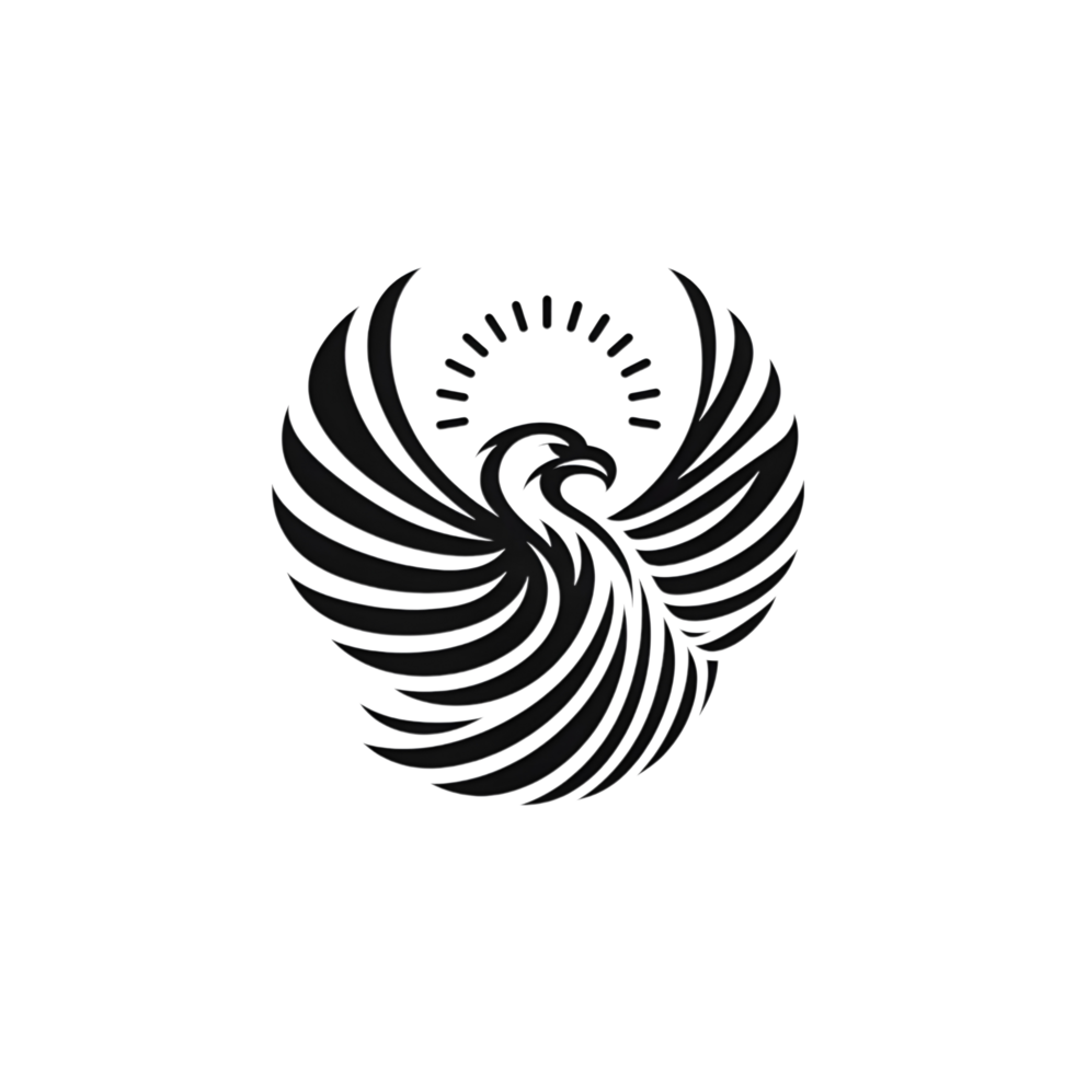 Simple design of eagle logo design in black style on transparant background png