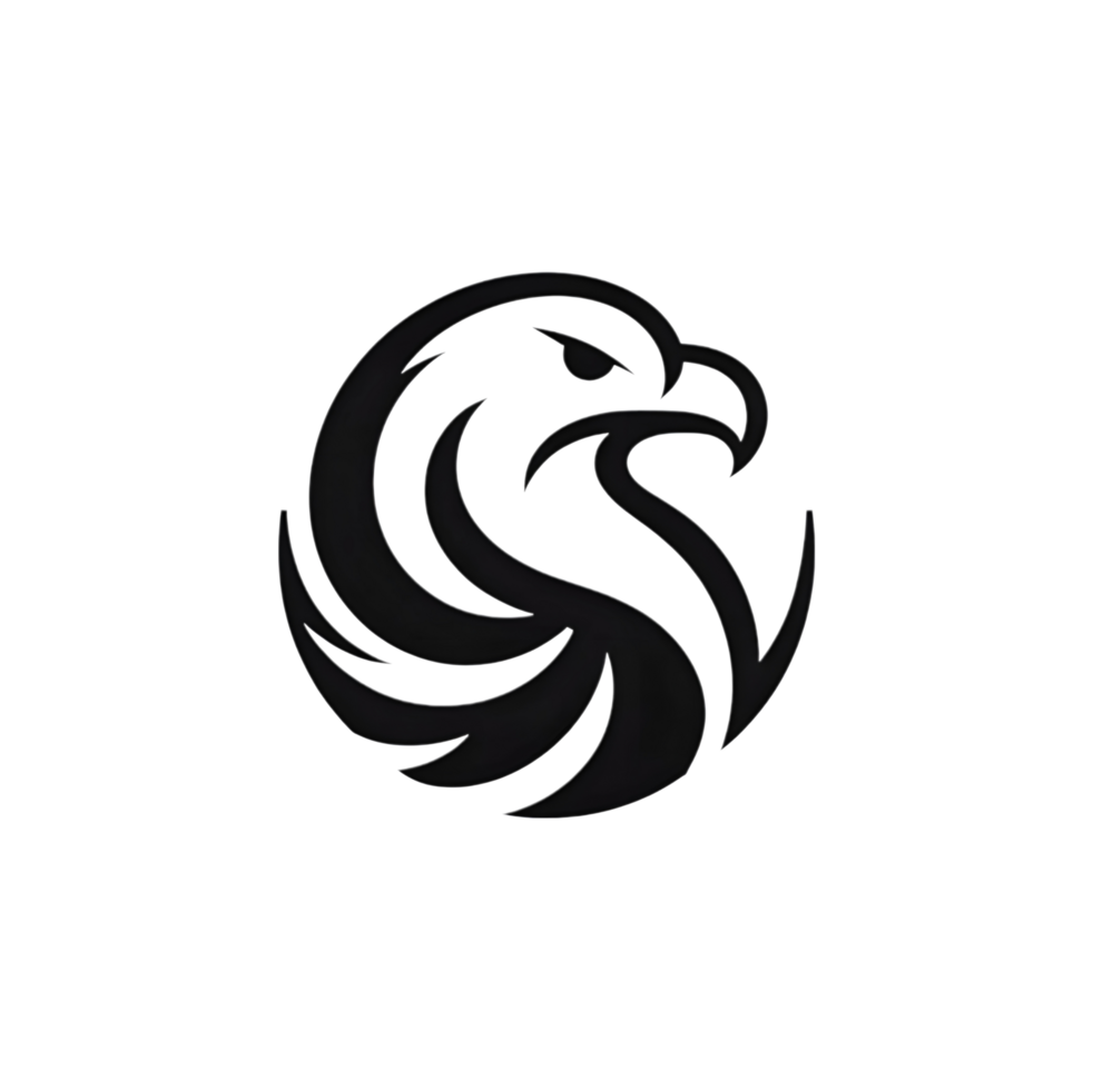 Simple design of eagle logo design in black style on transparant background png