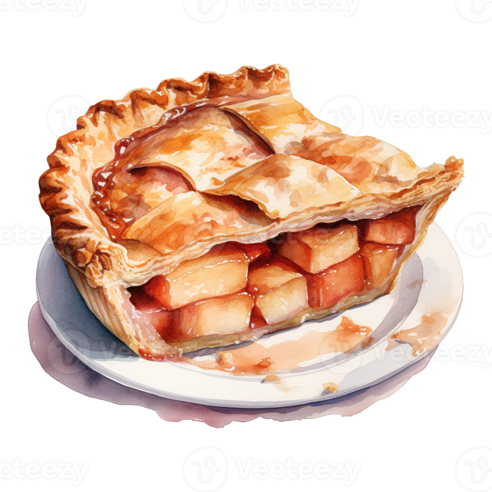 AI generated Apple Pie, Foods Illustration. Watercolor Style. AI Generated png