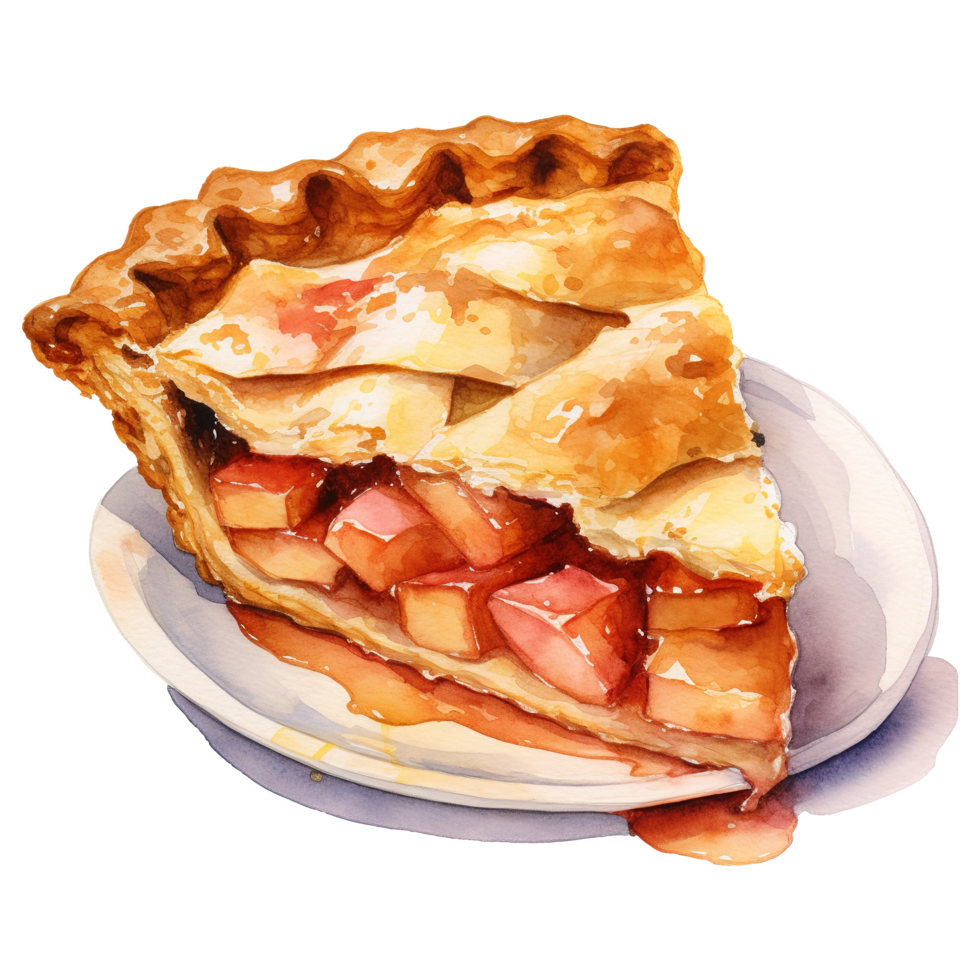 AI generated Apple Pie, Foods Illustration. Watercolor Style. AI Generated png