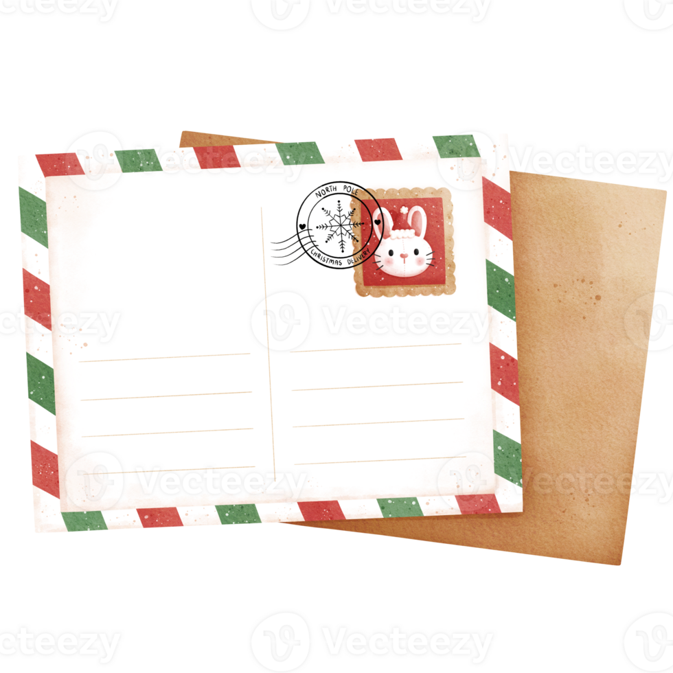 Watercolor Christmas Mail Illustration png