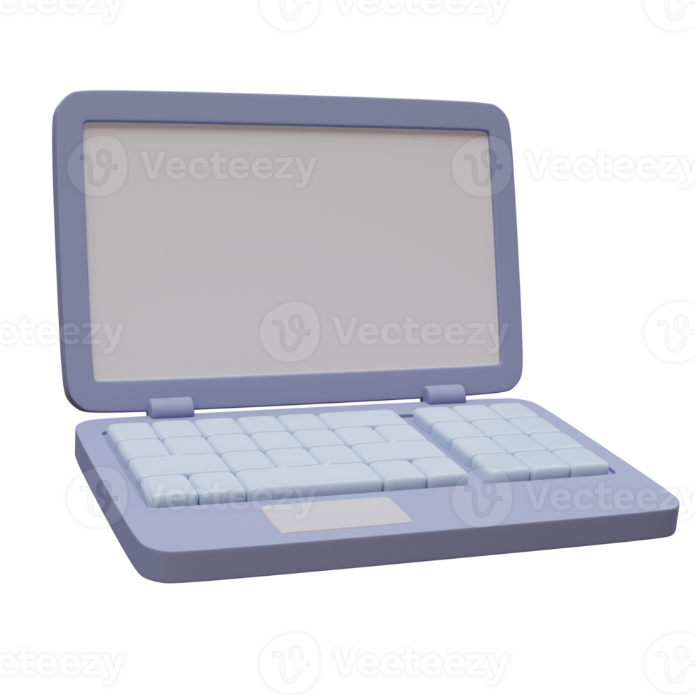 Open laptop with white empty screen. 3d render illustration png