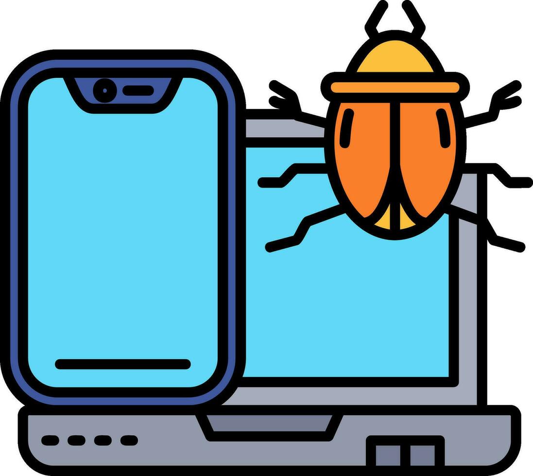 Bug Line Filled Icon vector