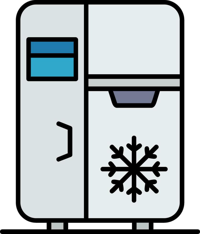 refrigerador línea lleno icono vector