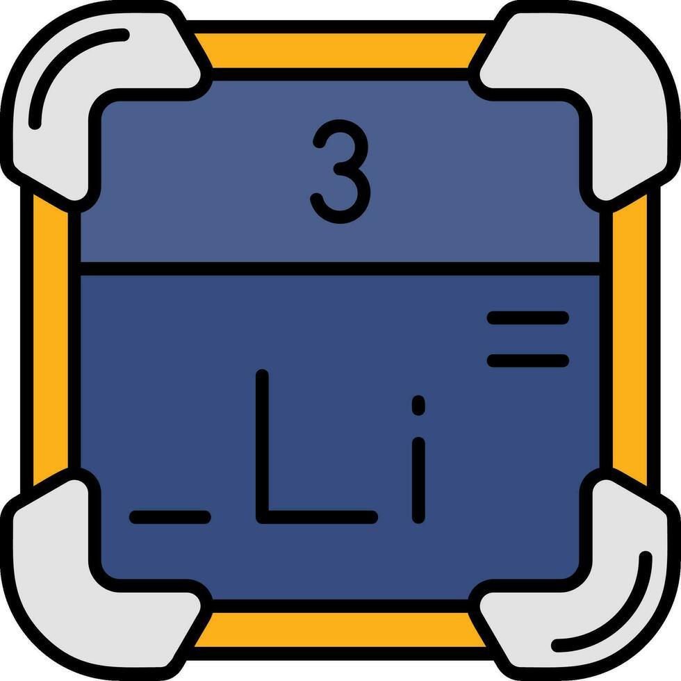 litio línea lleno icono vector