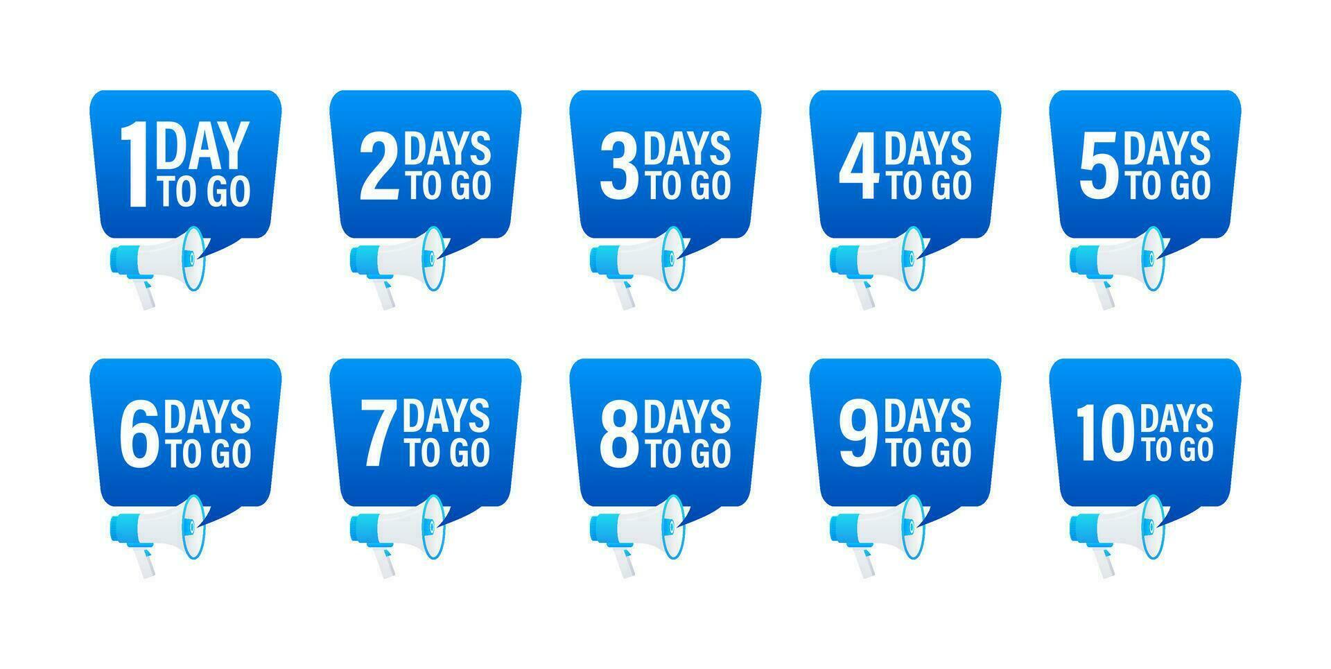 Set Days To Go Badges. Countdown badges. Product limited promo. Day only stock vector