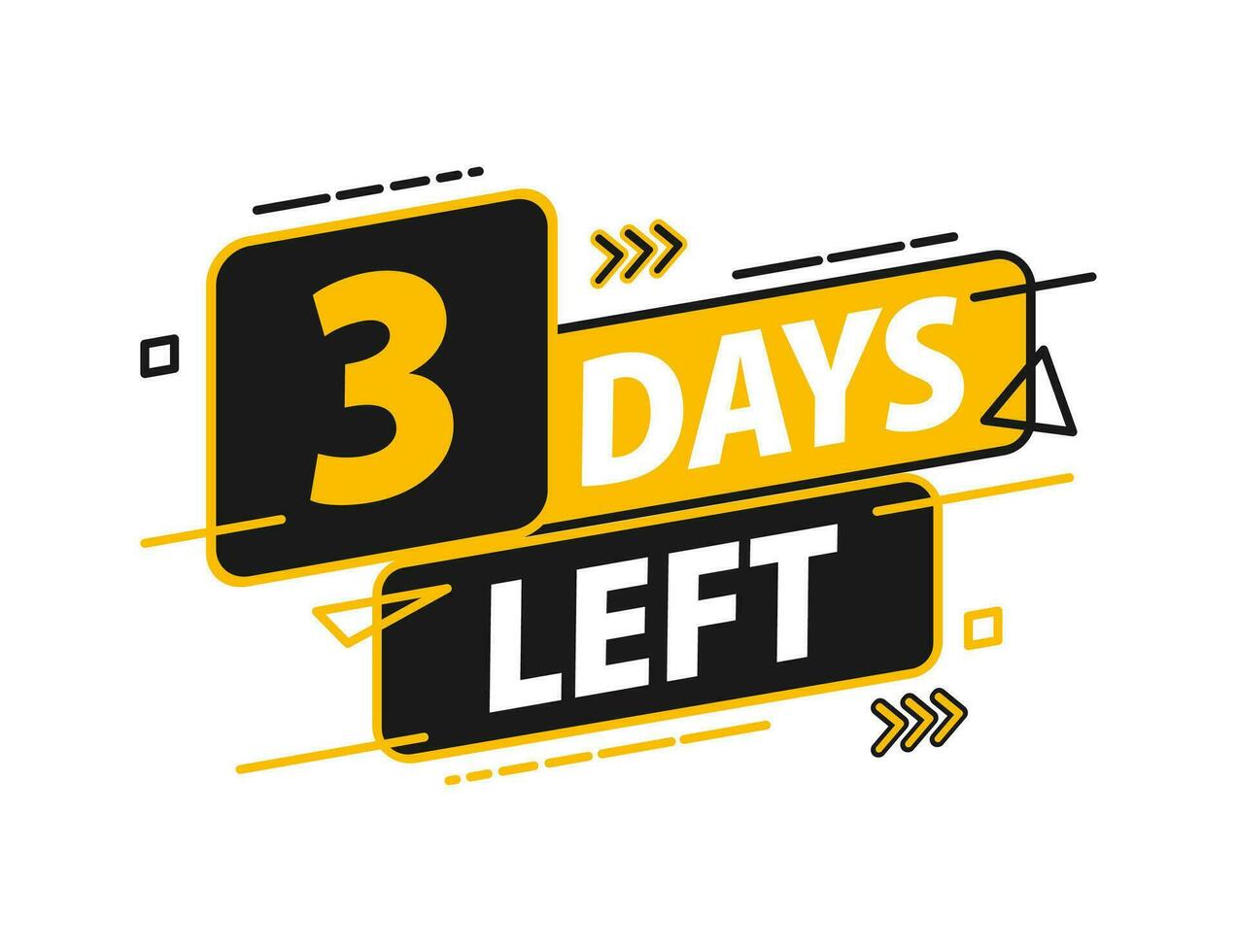 3 days left. Countdown discounts and sale time. 3 days left sign, label. Vector illustration