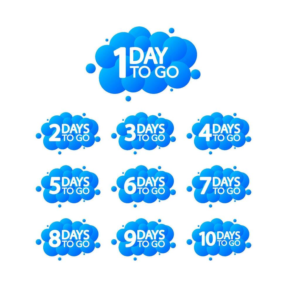 Set Days To Go Badges. Countdown badges. Product limited promo. Day only stock vector