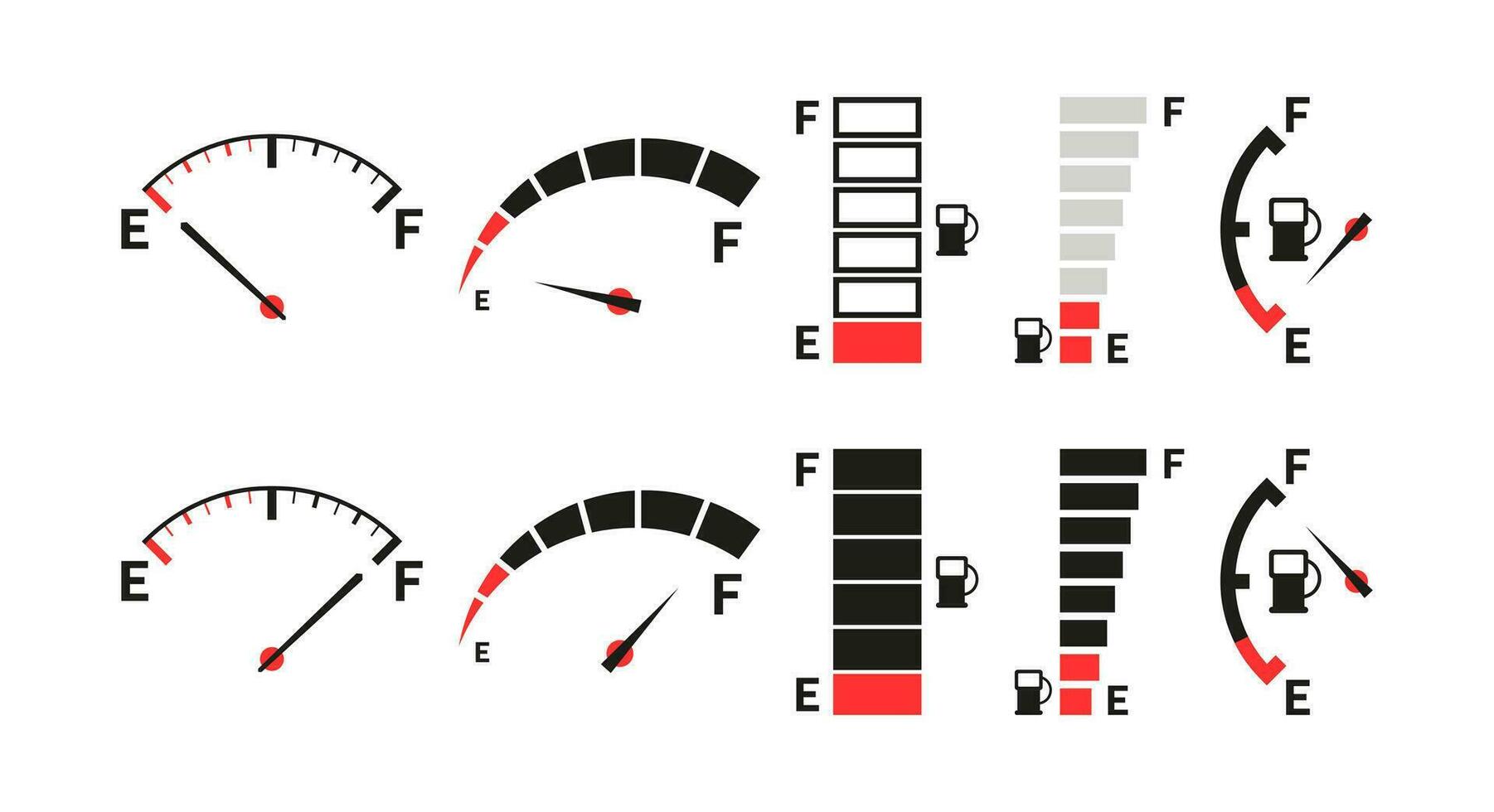 coche combustible tanque indicador con gas. calibre de combustible. marcar de medición, nivel, controlar fuerza. vector