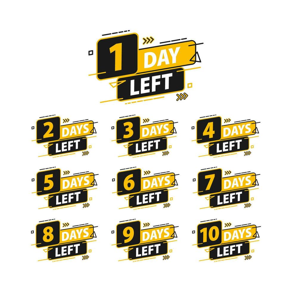 Days left countdown set. Product limited promo. Day only stock. Hours left counter icon. Sale, reminder app vector