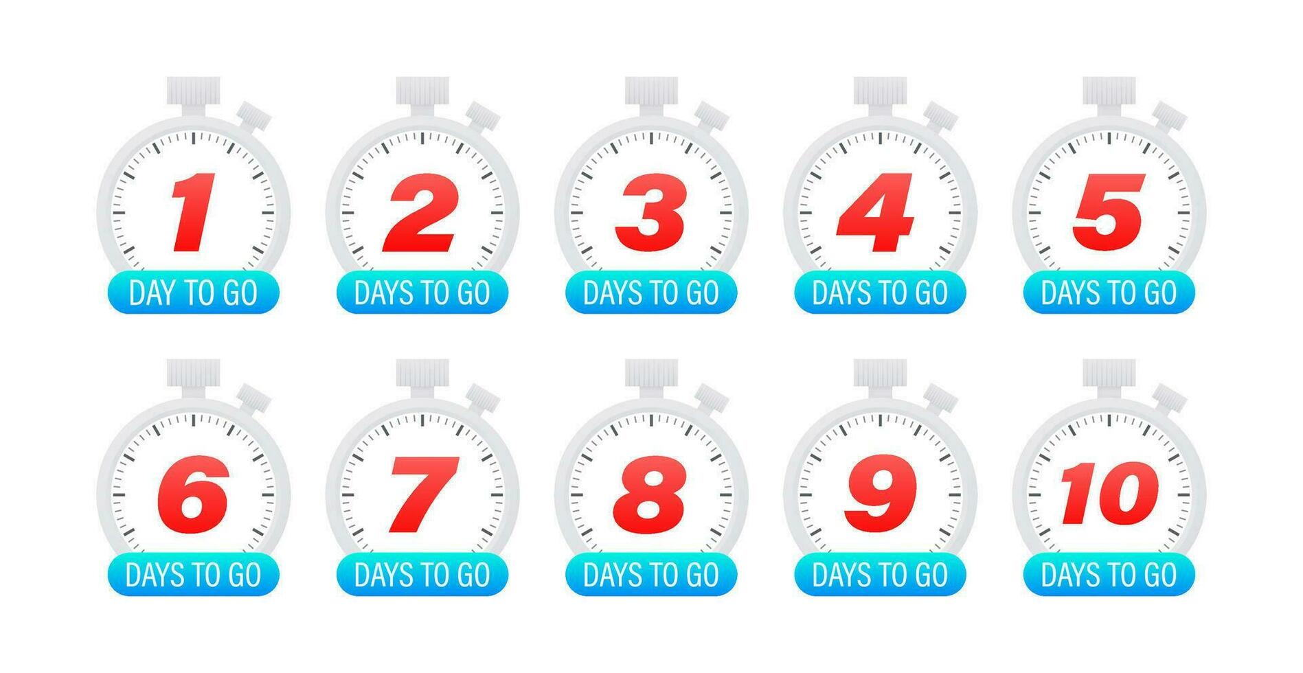 Set Days To Go Badges. Countdown badges. Product limited promo. Day only stock vector