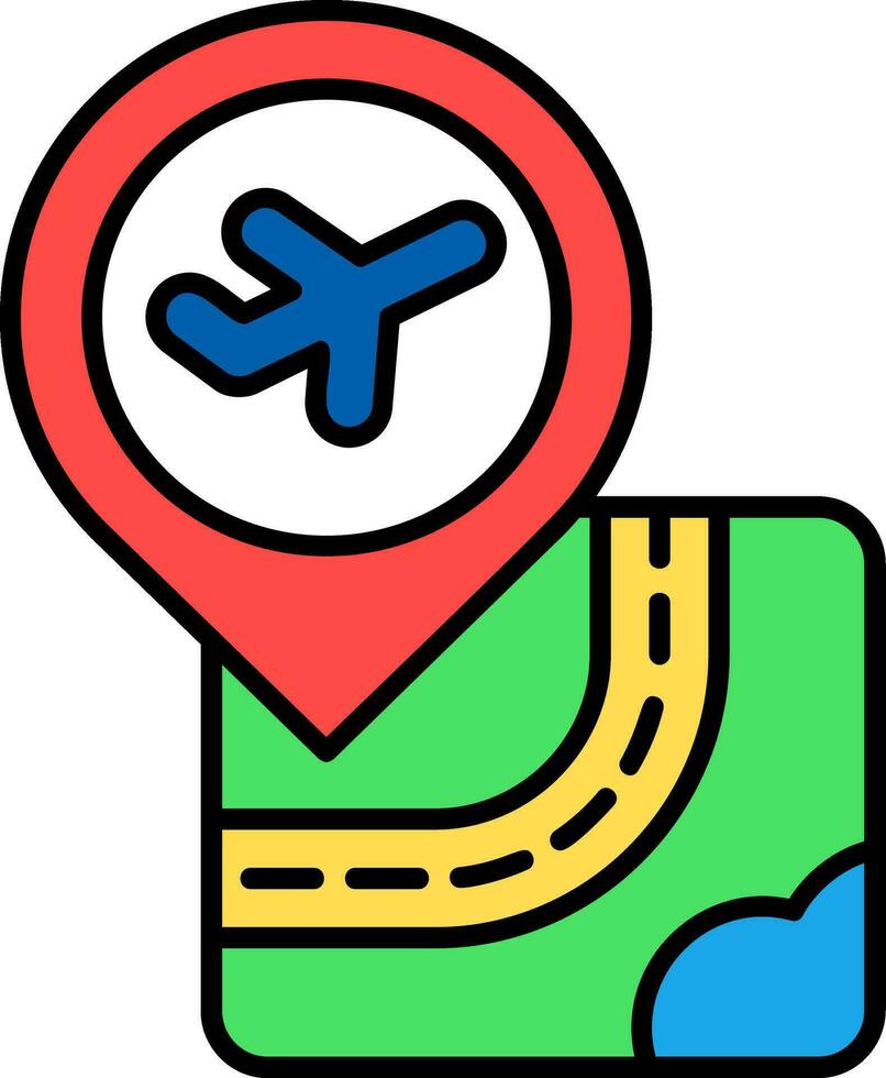 aeropuerto línea lleno icono vector