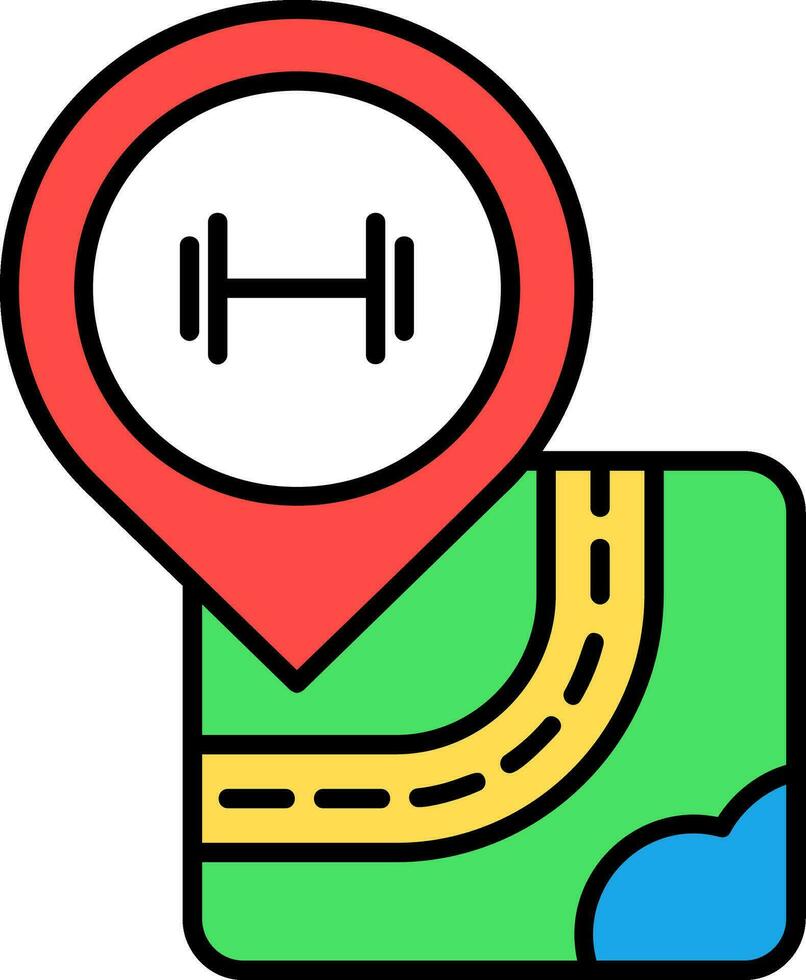 icono lleno de línea de gimnasio vector