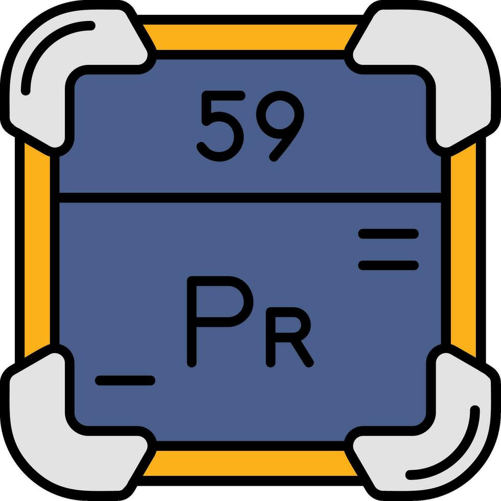 Praseodymium Line Filled Icon vector