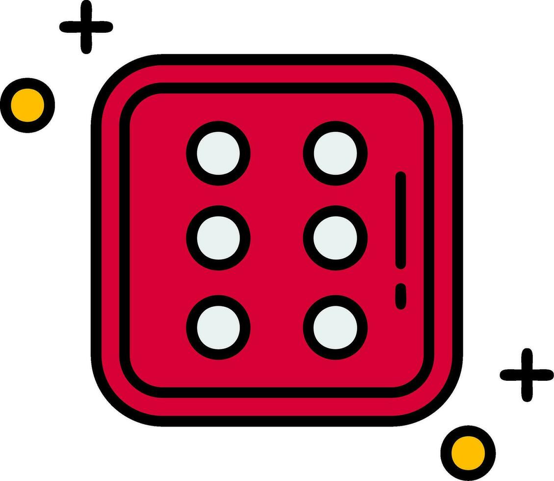 Dice six Line Filled Icon vector