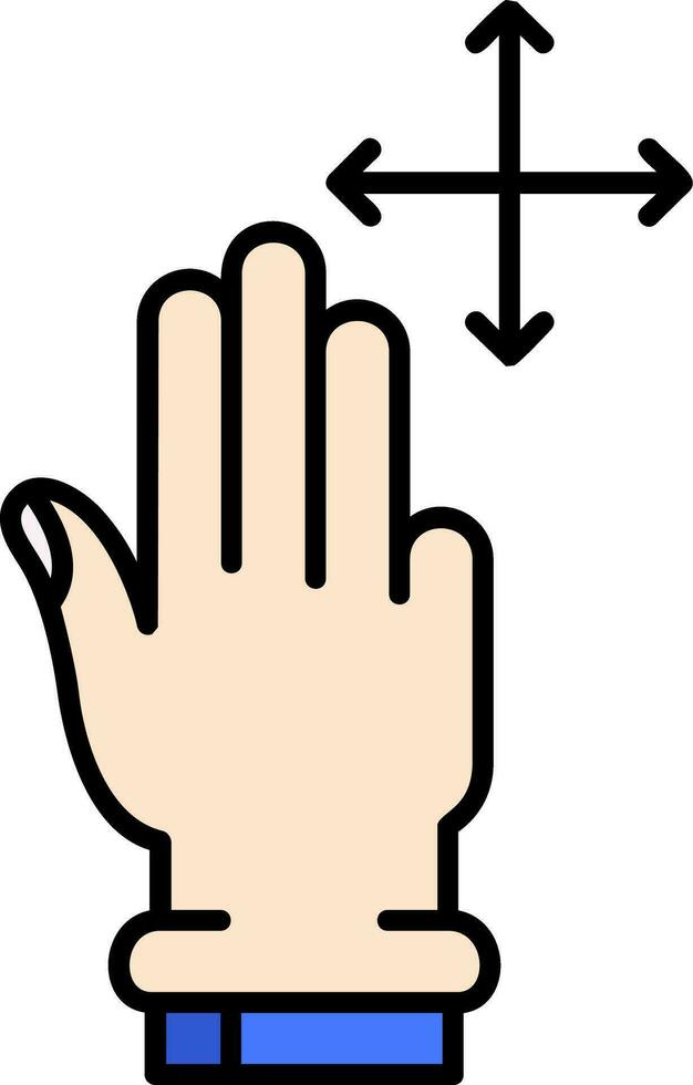 Three Fingers Move Line Filled Icon vector