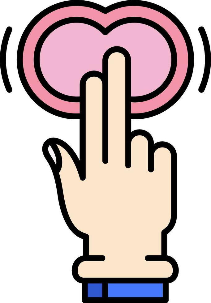 Two Fingers Double Tap Line Filled Icon vector