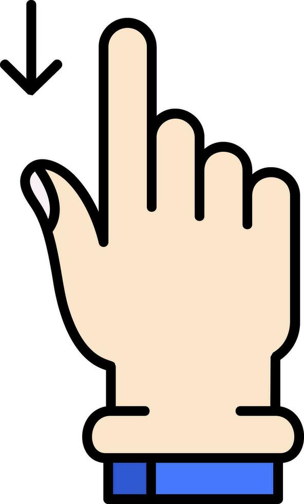 Swipe Down Line Filled Icon vector
