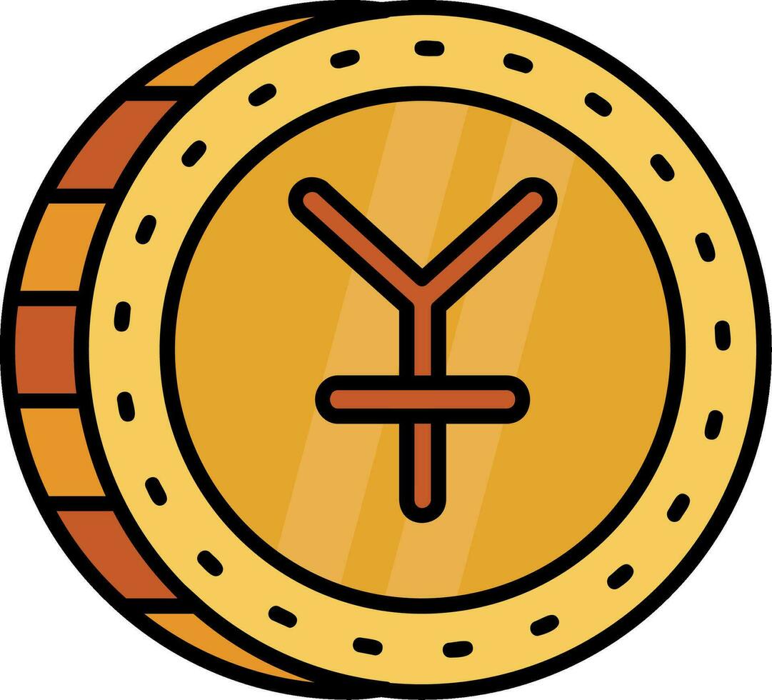 Yuan Line Filled Icon vector