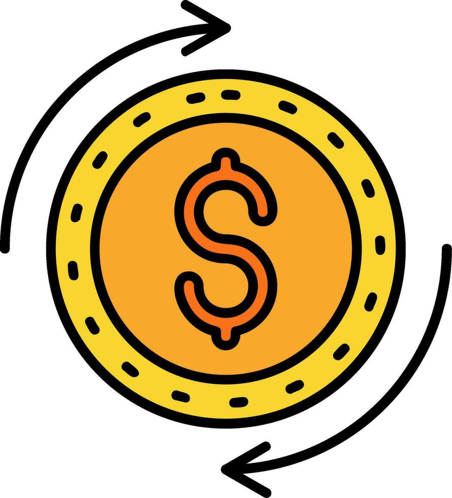 Dollar Line Filled Icon vector