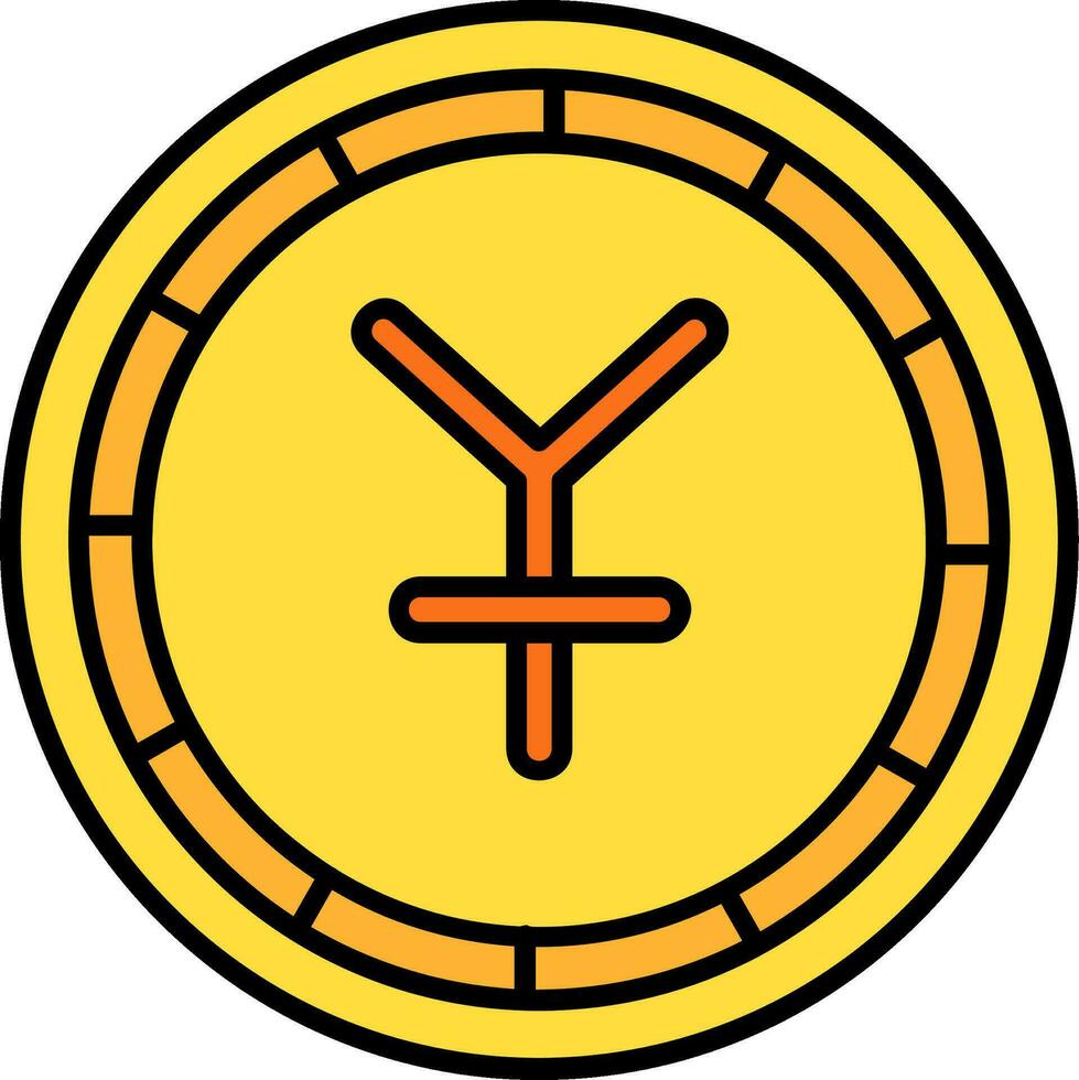 Yen Line Filled Icon vector