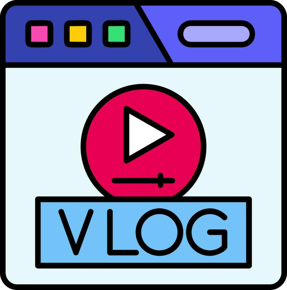 icono lleno de línea vlog vector