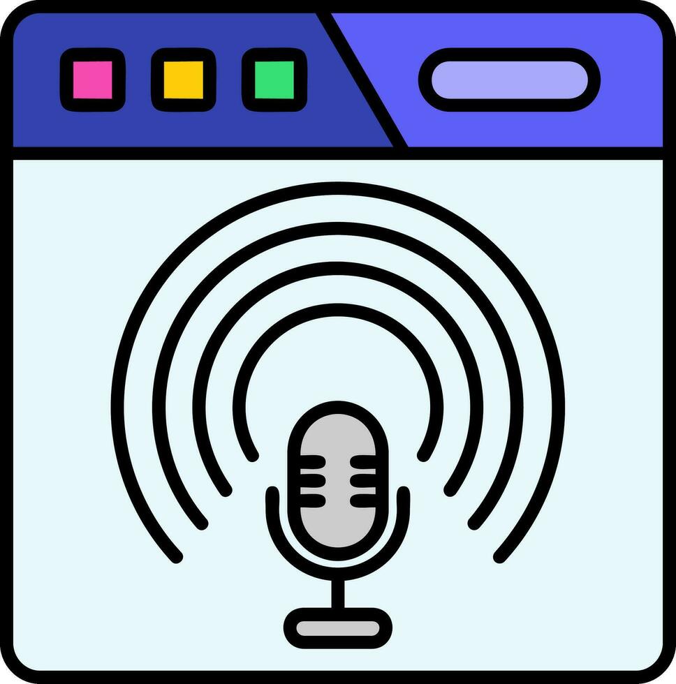 podcast línea lleno icono vector