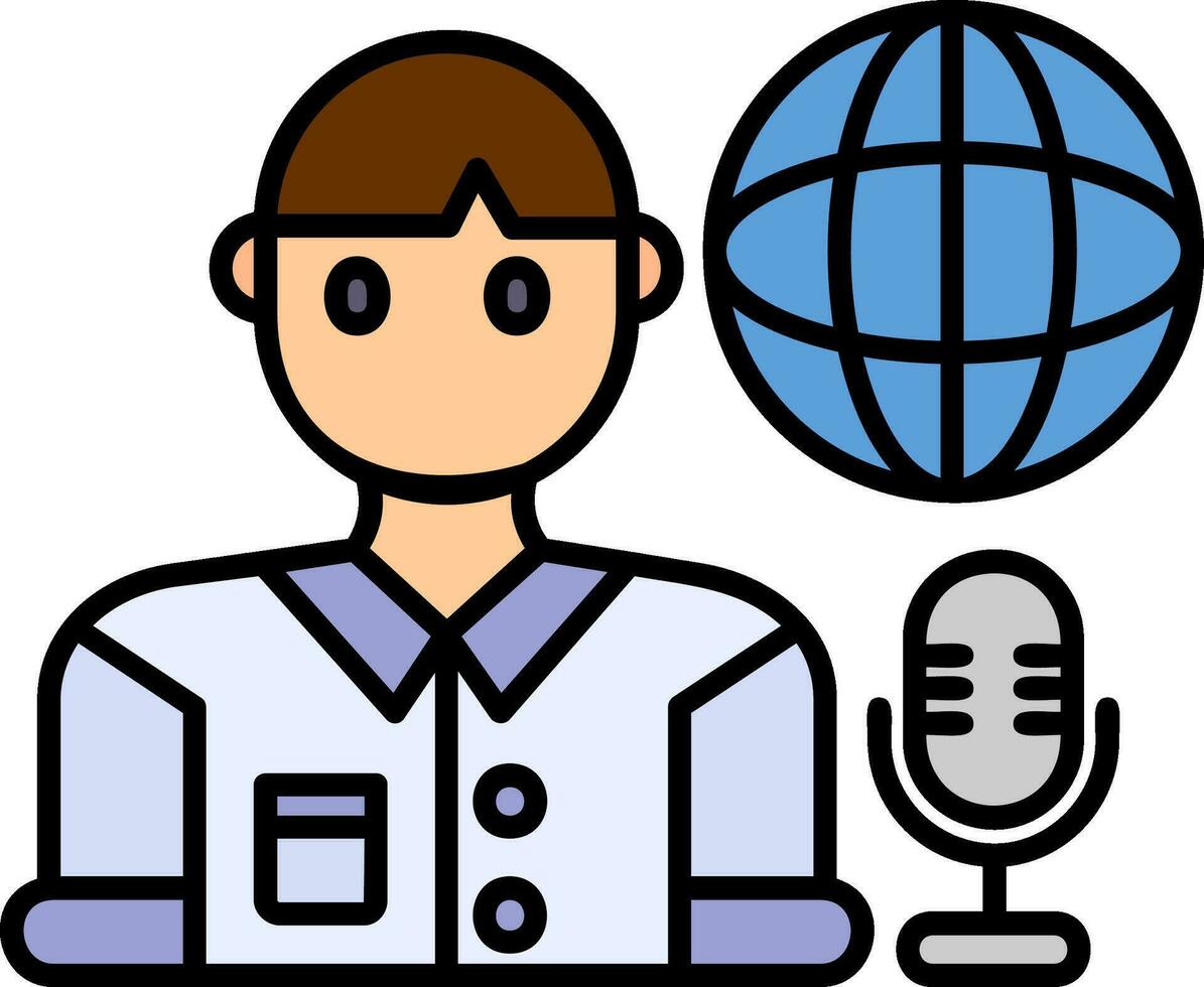 Broadcaster Line Filled Icon vector