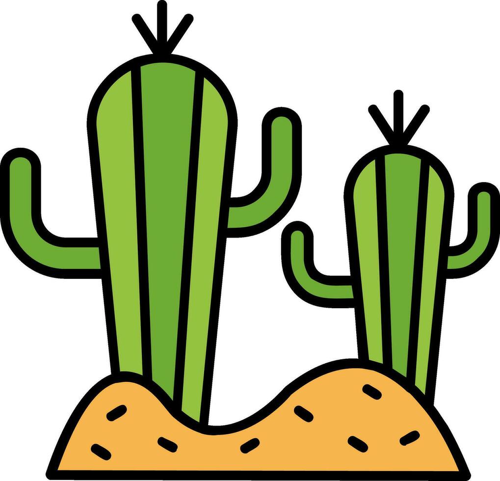 icono lleno de línea de cactus vector