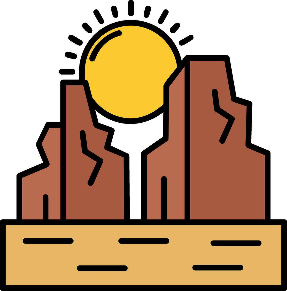 Canyon Line Filled Icon vector