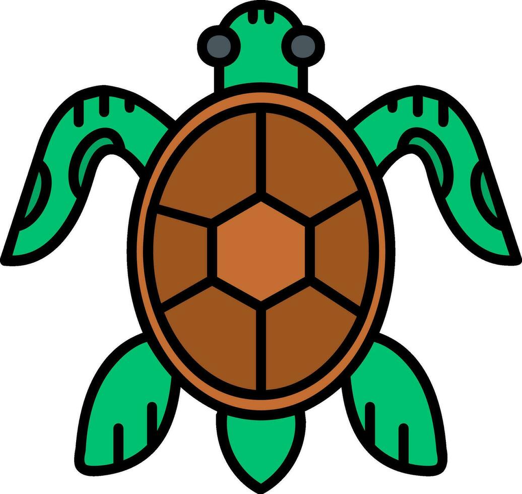 Tortuga línea lleno icono vector