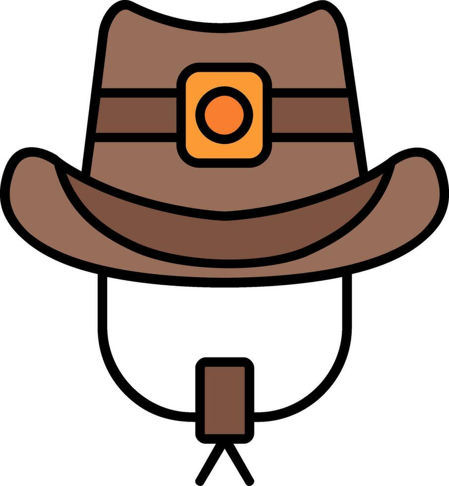 vaquero sombrero línea lleno icono vector