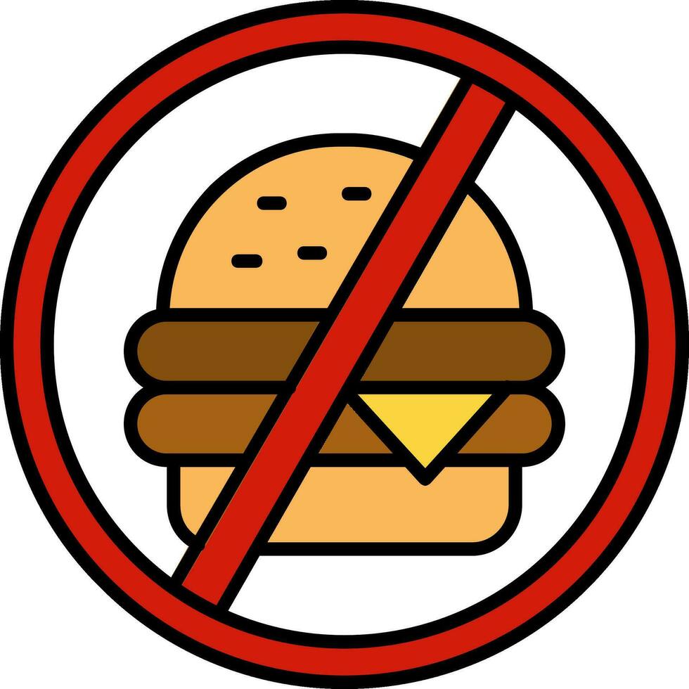 No comida línea lleno icono vector