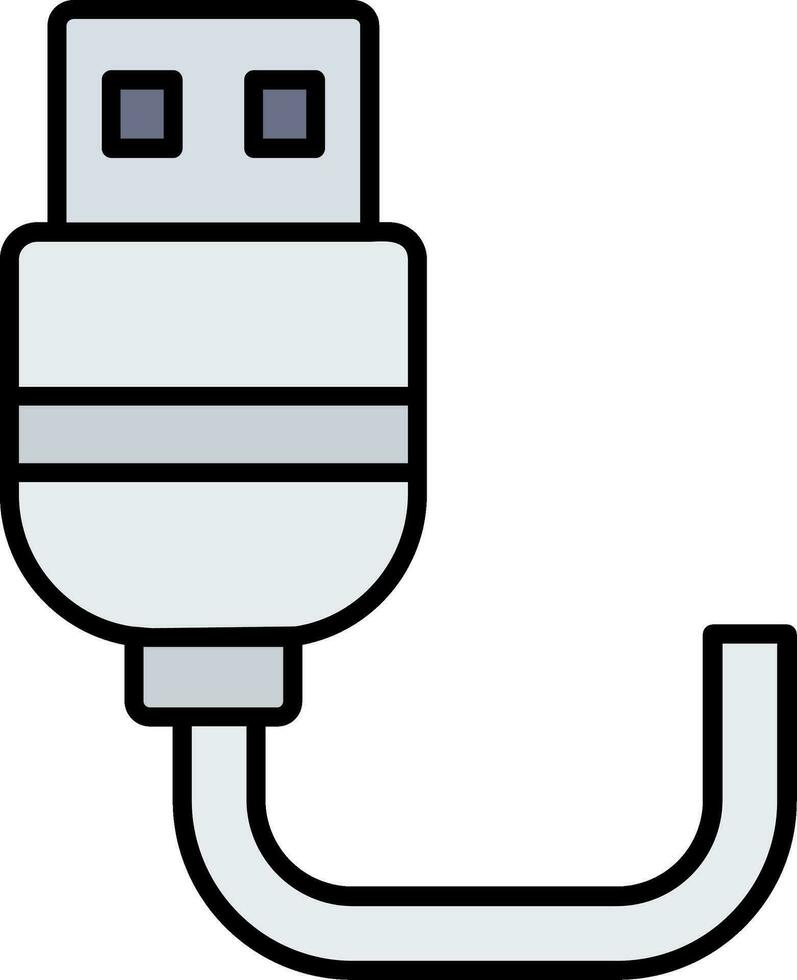 USB línea lleno icono vector