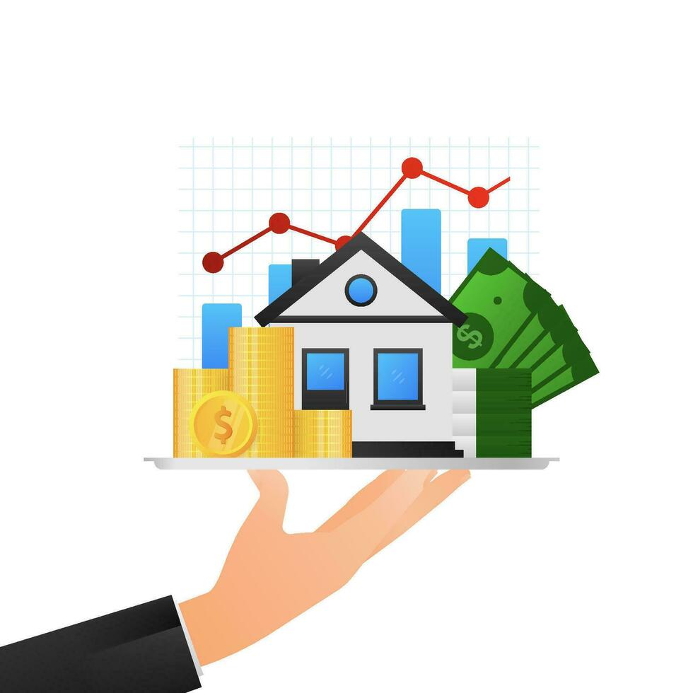 Flat icon with house money. 3d isometric illustration. Finance isometric. vector