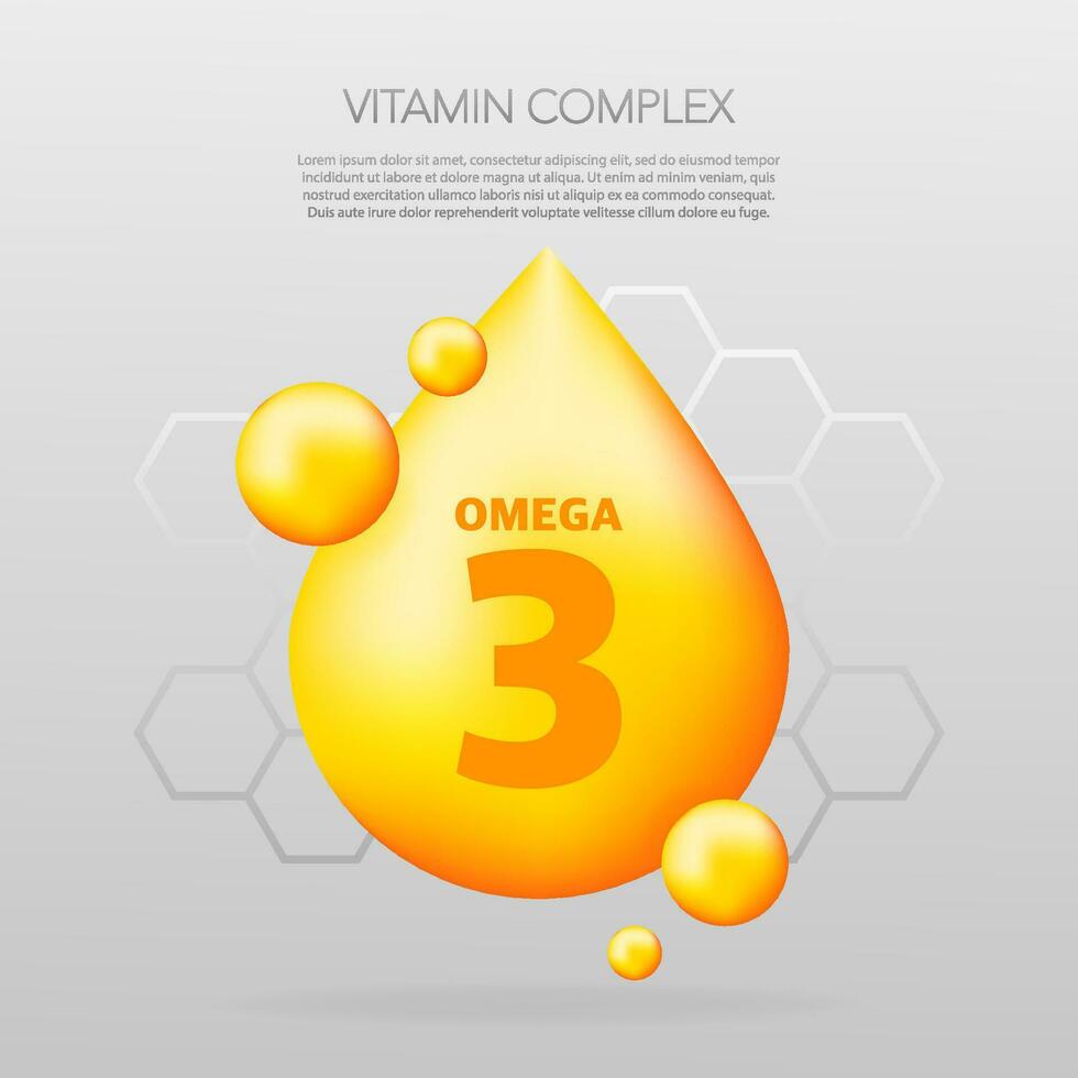 Shiny fish oil nutrition, omega 3, for good health isolated on transparent background. Vector illustration.
