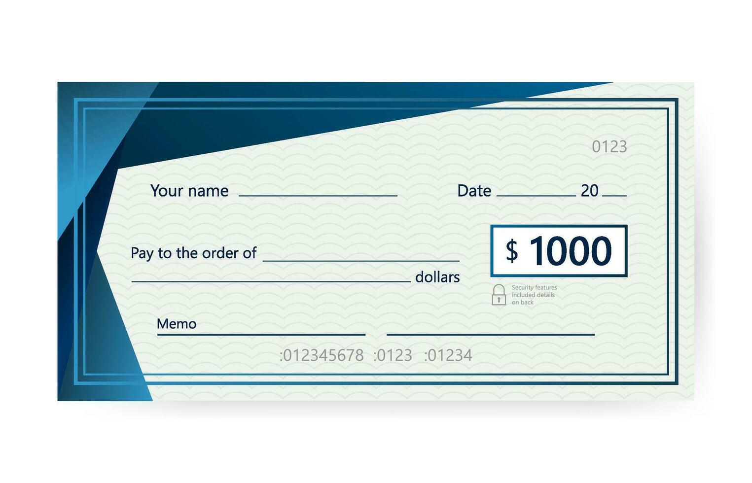 Blank check template. Banking check template. Vector illustration.