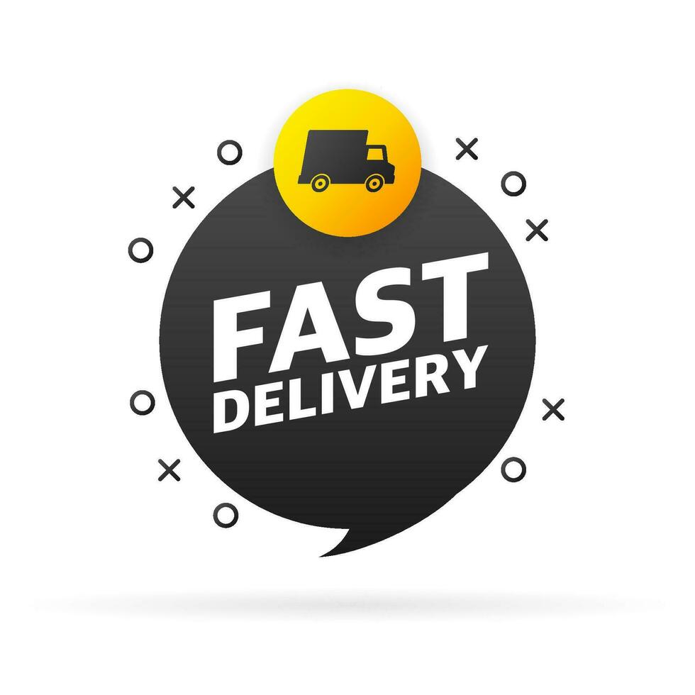 Fast delivery service badge. Fast time delivery order with stopwatch on white background. Vector illustration